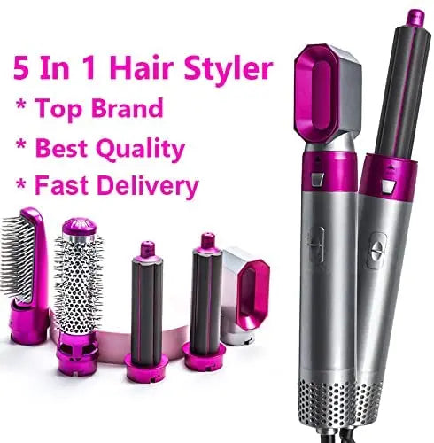 5-in-1 Hot Air Brush – Hair Dryer, Straightener, Curler & Volumizer Styler