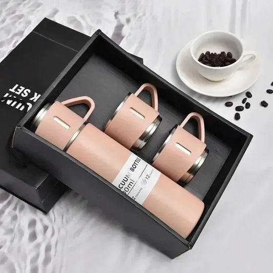 500ml Stainless Steel Vacuum Flask Gift Set – Insulated Thermos Bottle with 2 Cups