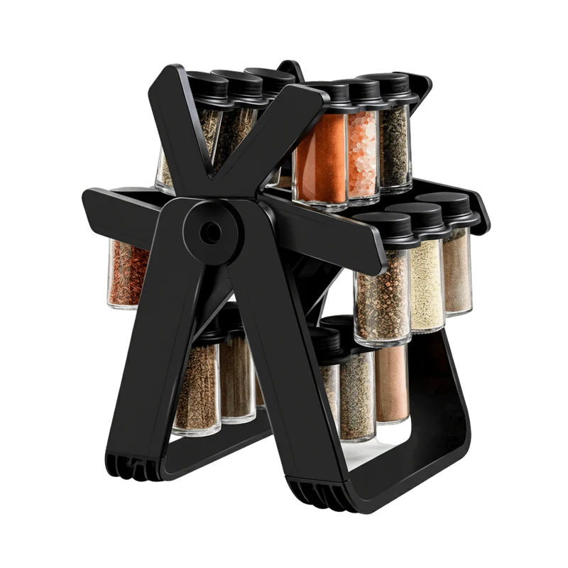 18-Jar Rotating Spice Rack – Glass Seasoning Storage Organizer Set