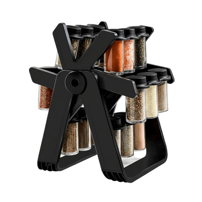 18-Jar Rotating Spice Rack – Glass Seasoning Storage Organizer Set
