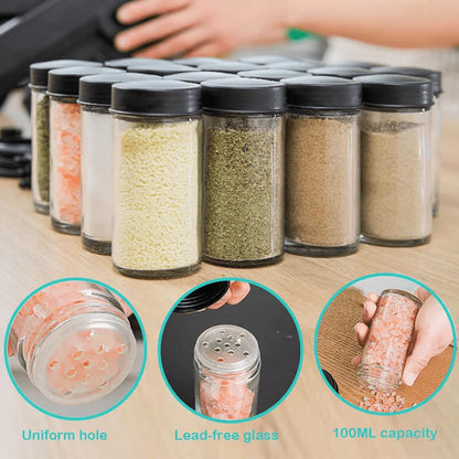 18-Jar Rotating Spice Rack – Glass Seasoning Storage Organizer Set