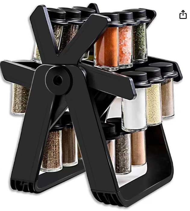 18-Jar Rotating Spice Rack – Glass Seasoning Storage Organizer Set