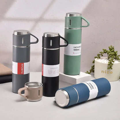 500ml Stainless Steel Vacuum Flask Gift Set – Insulated Thermos Bottle with 2 Cups