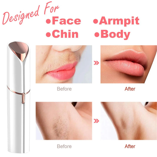 Mini Electric Facial Hair Remover – Painless Women's Trimmer with LED Light