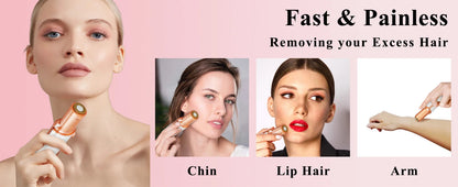 Mini Electric Facial Hair Remover – Painless Women's Trimmer with LED Light