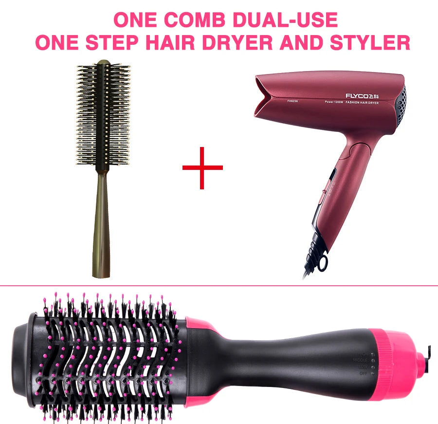 4-in-1 Hot Air Brush – Hair Dryer, Straightener, Curler & Volumizer
