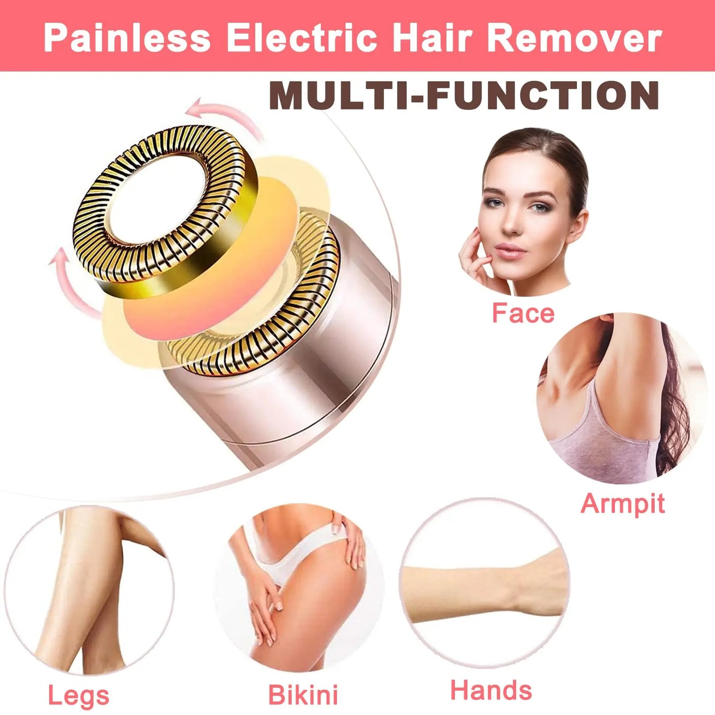 Mini Electric Facial Hair Remover – Painless Women's Trimmer with LED Light
