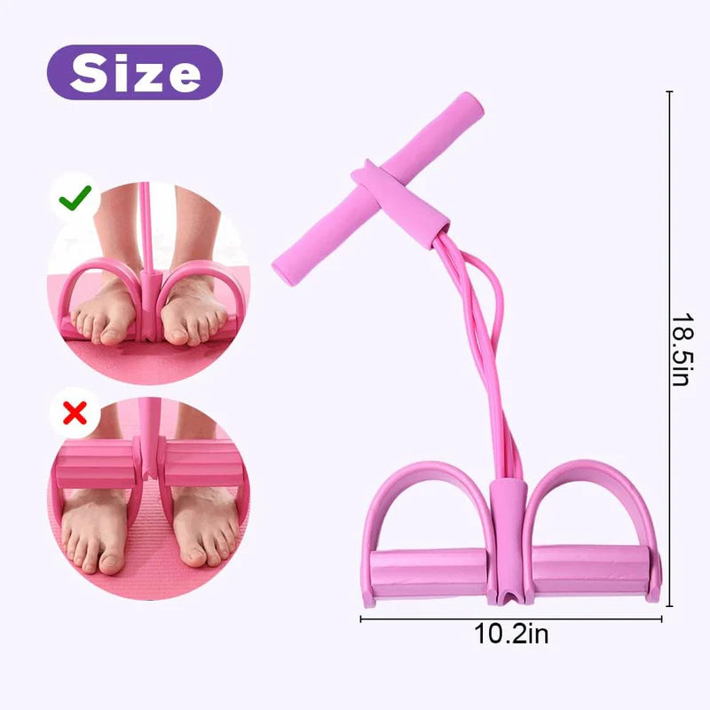 4-Tube Pedal Resistance Band – Full Body Fitness Exercise Band with Handles