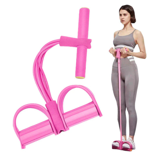 4-Tube Pedal Resistance Band – Full Body Fitness Exercise Band with Handles