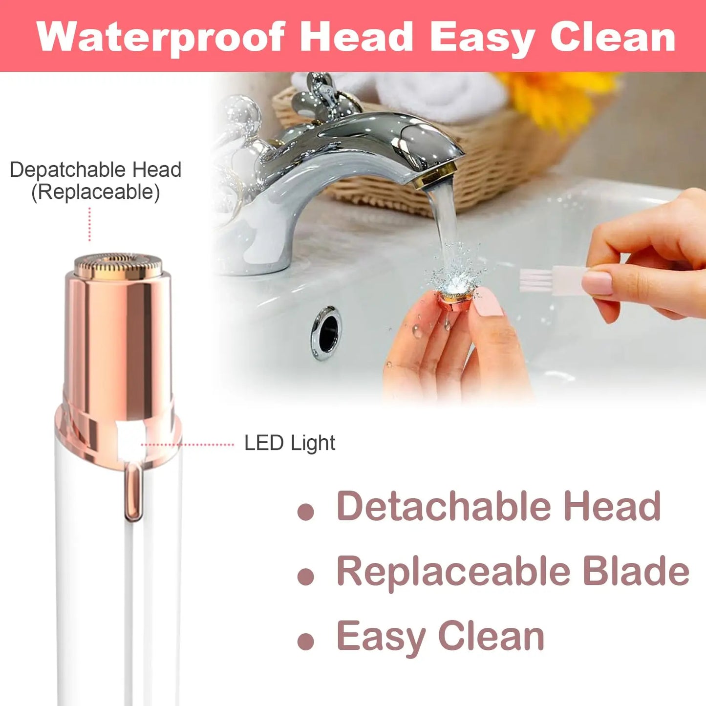 Mini Electric Facial Hair Remover – Painless Women's Trimmer with LED Light