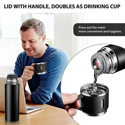 500ml Stainless Steel Vacuum Flask Gift Set – Insulated Thermos Bottle with 2 Cups