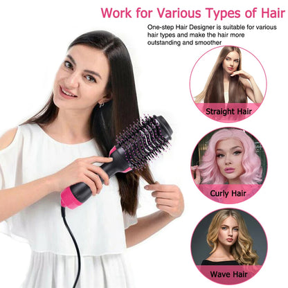 4-in-1 Hot Air Brush – Hair Dryer, Straightener, Curler & Volumizer