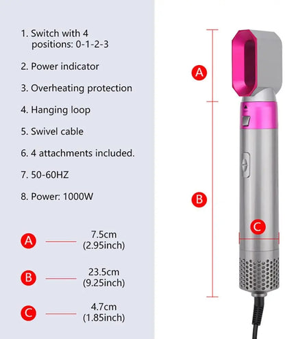 5-in-1 Hot Air Brush – Hair Dryer, Straightener, Curler & Volumizer Styler