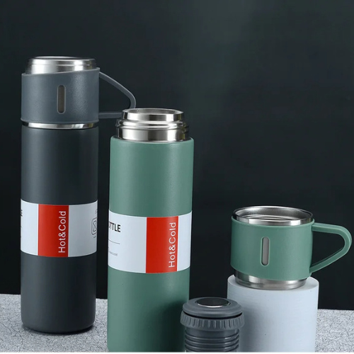 500ml Stainless Steel Vacuum Flask Gift Set – Insulated Thermos Bottle with 2 Cups