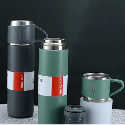 500ml Stainless Steel Vacuum Flask Gift Set – Insulated Thermos Bottle with 2 Cups