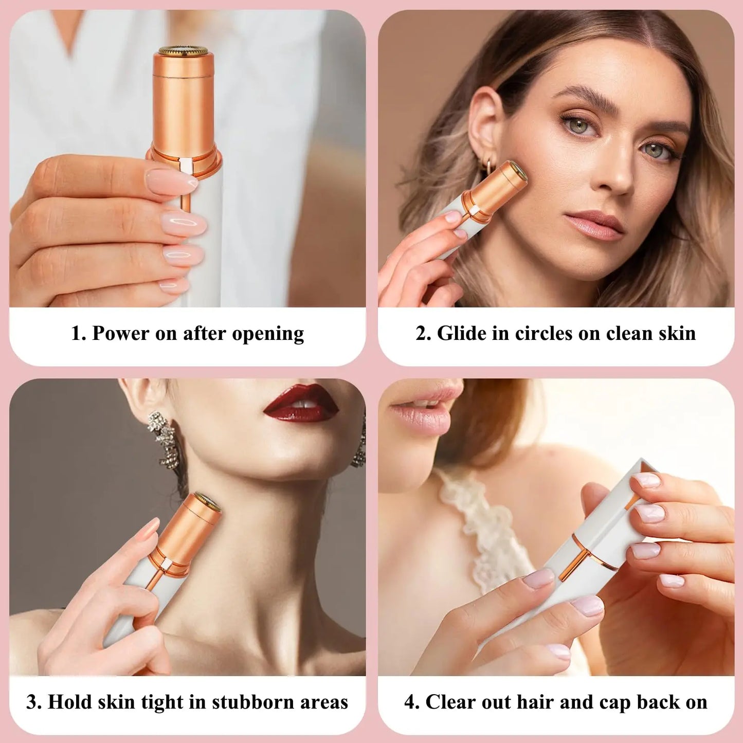 Mini Electric Facial Hair Remover – Painless Women's Trimmer with LED Light