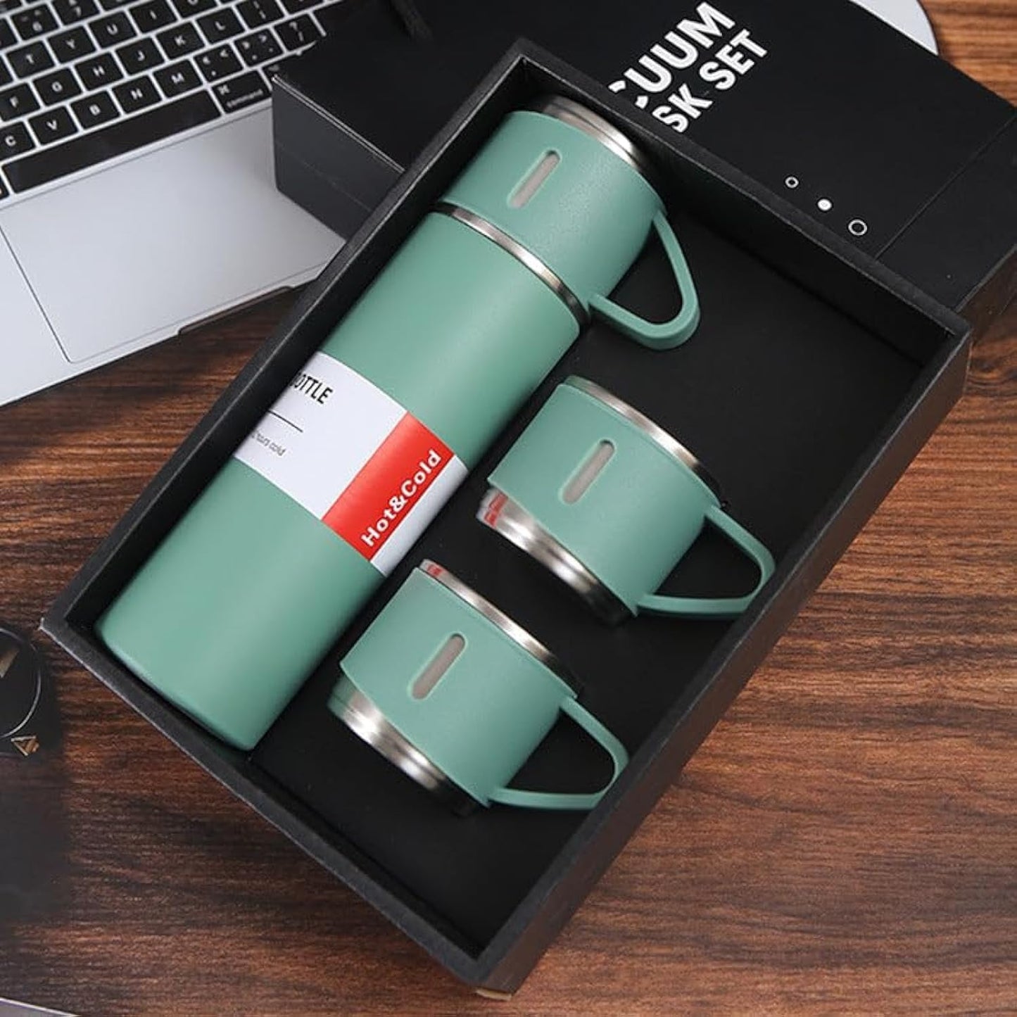 500ml Stainless Steel Vacuum Flask Gift Set – Insulated Thermos Bottle with 2 Cups