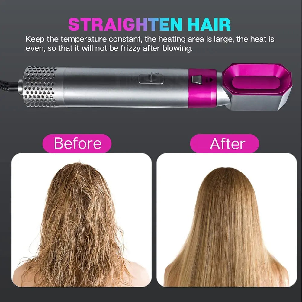 5-in-1 Hot Air Brush – Hair Dryer, Straightener, Curler & Volumizer Styler