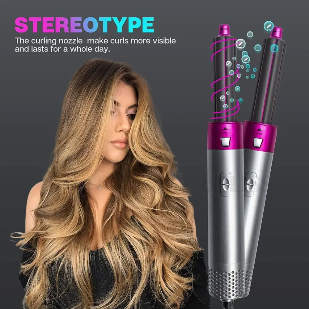 5-in-1 Hot Air Brush – Hair Dryer, Straightener, Curler & Volumizer Styler