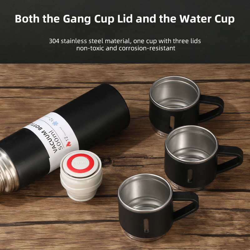 500ml Stainless Steel Vacuum Flask Gift Set – Insulated Thermos Bottle with 2 Cups