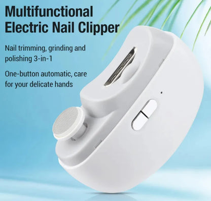 Electric Nail Grinder & Clipper – Rechargeable Automatic Nail Trimmer with Light