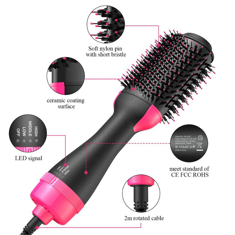 4-in-1 Hot Air Brush – Hair Dryer, Straightener, Curler & Volumizer