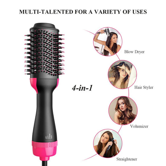 4-in-1 Hot Air Brush – Hair Dryer, Straightener, Curler & Volumizer