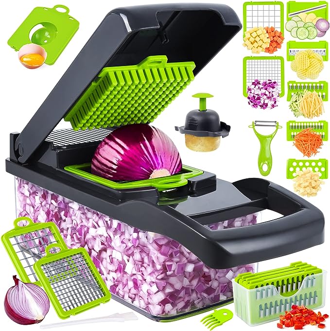 12-in-1 Vegetable Chopper & Slicer – Multifunction Food Dicer with Interchangeable Blades