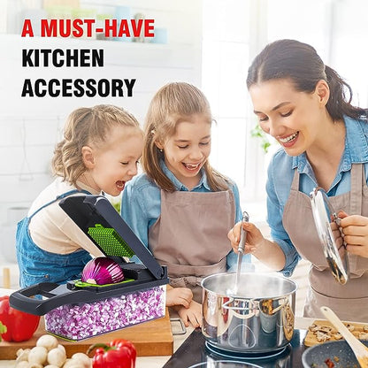 12-in-1 Vegetable Chopper & Slicer – Multifunction Food Dicer with Interchangeable Blades