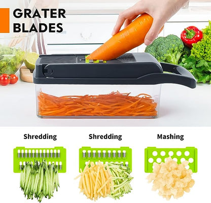12-in-1 Vegetable Chopper & Slicer – Multifunction Food Dicer with Interchangeable Blades